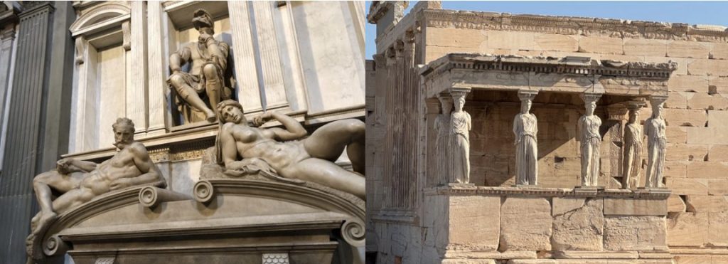 The Acropolis Caryatids of the Erechtheion and Michelangelo’s Medici Tomb Sculptures: A Sublime Synchronicity